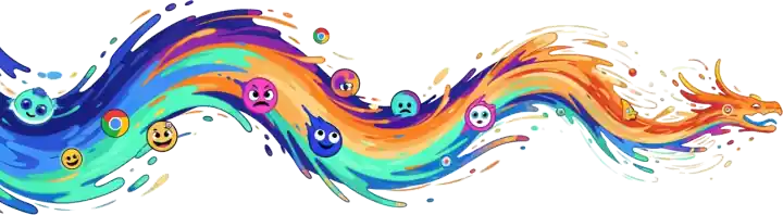 Ondes d'energie de couleurs a tete de dragon qui ondule de droite a gauche - Artisyo les artistes du web